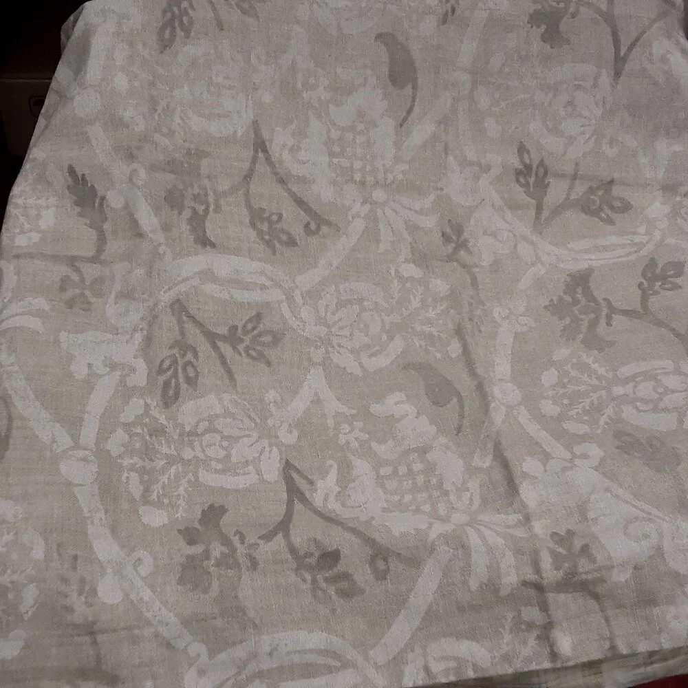 Restoration Hardware VINTAGE Italian Block Print Floral Beige KING Duvet Cover